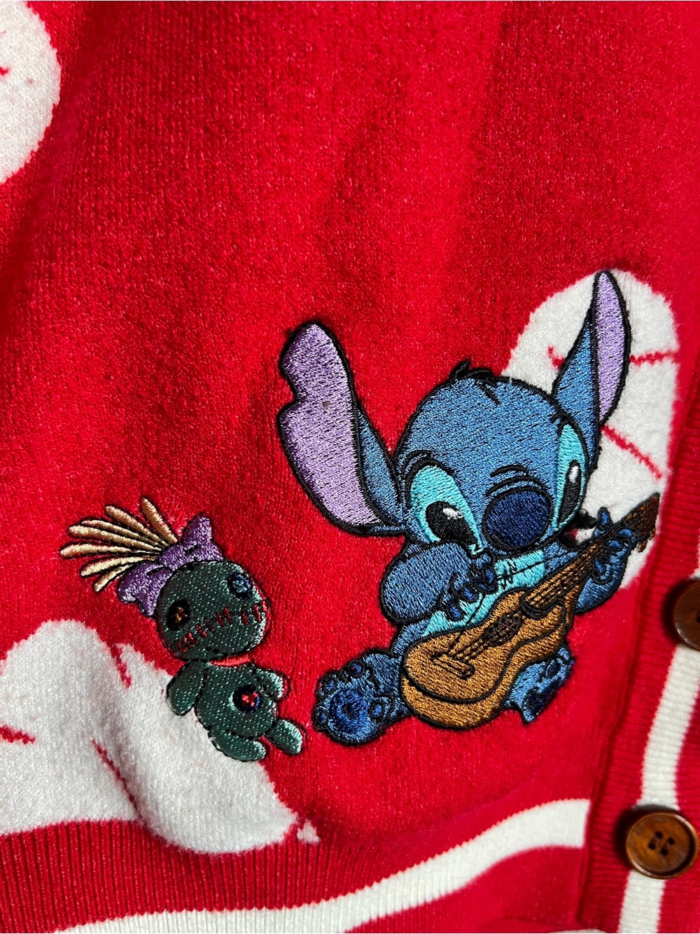 Disney Our Universe Women XL Lilo Stitch Red Cardigan Sweater BoxLunch Novelty - Picture 2 of 11